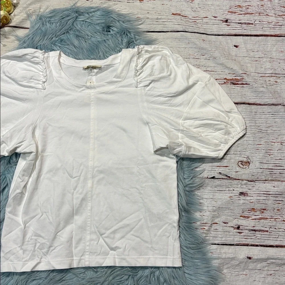 NWT Madewell White Crewneck Puff-Sleeve Tee
